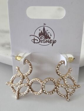 Disney Gold Pearl Decorative Earrings